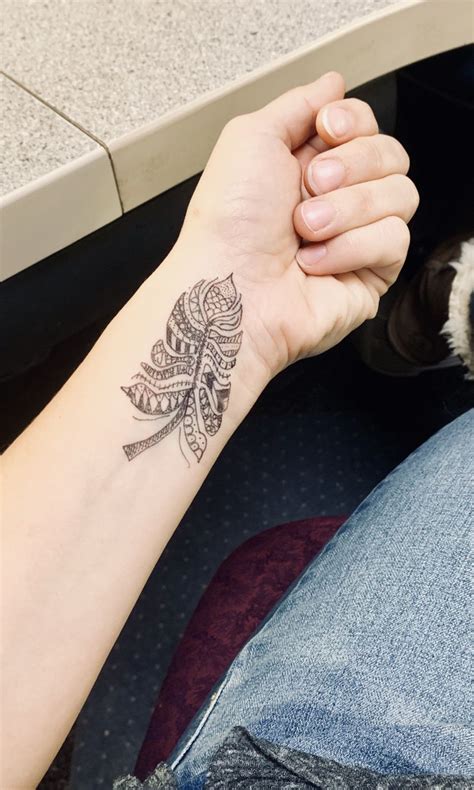 Key wrist tattoos is sin much popular tattoo design because they have their own meanings. Feather inner wrist tattoo idea | Tattoos, Tattoos for ...
