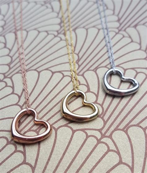 Floating Heart Necklace In Solid 9ct White Yellow Or Rose Gold
