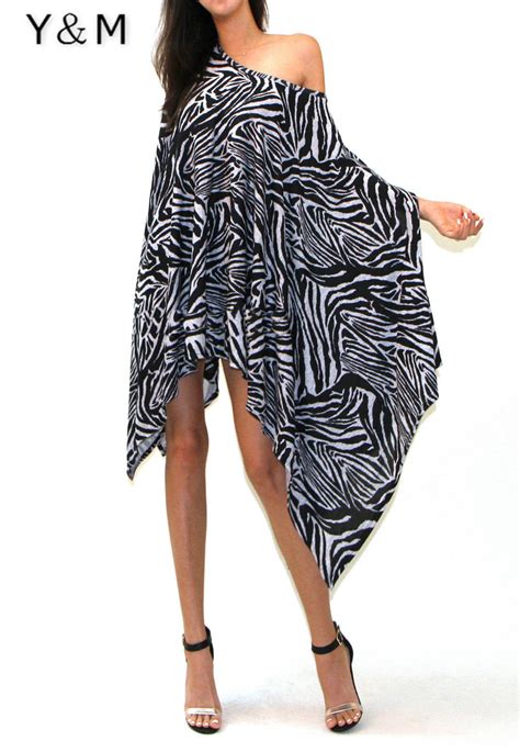 New 2015 Women Cloak Poncho Dresses Lady Sexy Batwing Sleeve Black Striped Irregular Loose