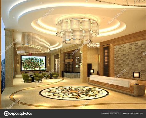Render Luxury Modern Hotel Lobby Entrance Stock Photo By ©mtellioglu