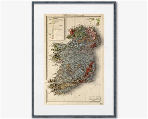 Ireland 1900 Geological Relief Map Map Art Print Historical Etsy Uk