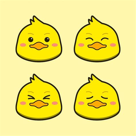 Premium Vector Cute Duck With Face Expression Animal Set