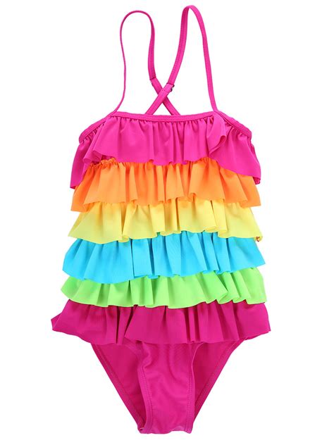 Wsevypo Kids Girls Rainbow Bikini Girls Summer Beach Swimwear Layered