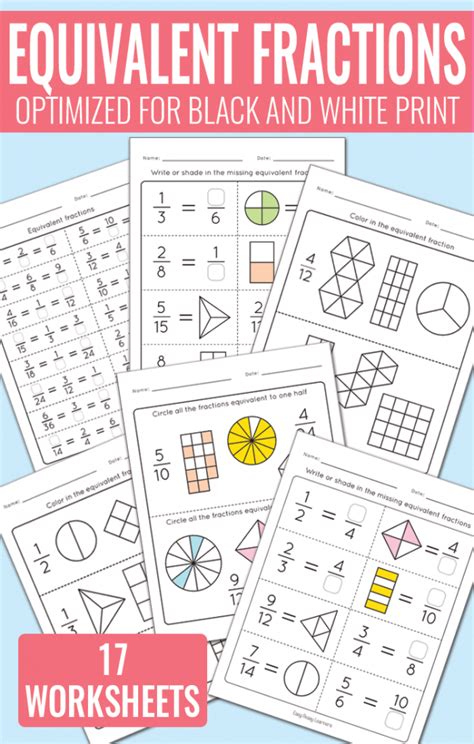 Equivalent Fractions Worksheets Fractions Unit Easy Peasy Learners