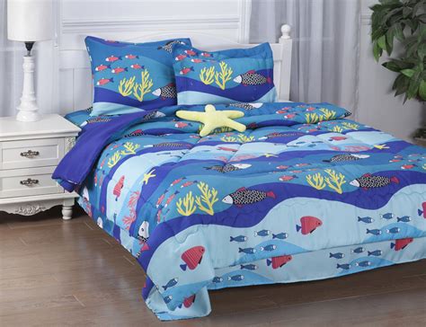 Twin Sea Star Kids Bedding Set Beautiful Microfiber Comforter With