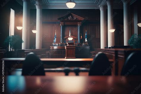 Plaintiffs Seat Within A Court Room No People Traditional Wooden