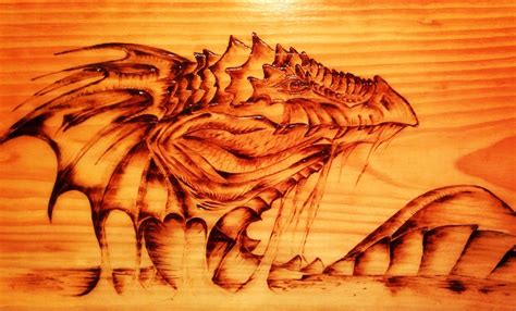 Picture Of A Dragon Made By Woodburning Technique Pyrography Check