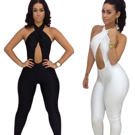 Sexy Backless Halter Hollow Women Jumpsuit 2015 Sexy Club Jumpsuits All
