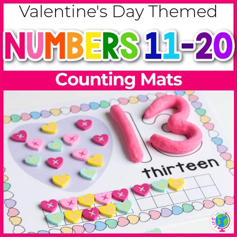 Number Counting Mats 11 20 Valentines Day Conversation Hearts Theme