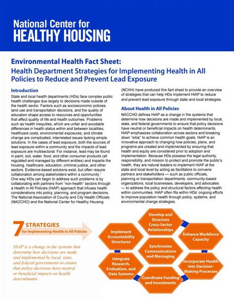 Fact Sheet Environmental Health Fact Sheet Health Department Strategies For Implementing