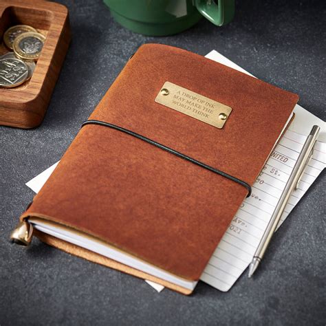 Personalised Leather Journal With Brass Plate By Man Gun Bear ...