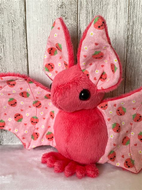 Sundae The Strawberry Plush Bat Made To Order Kawaii Etsy Uk