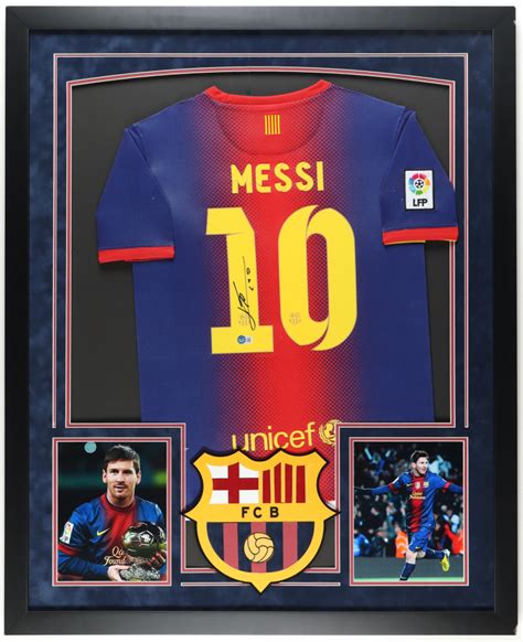 Lionel Messi Signed Custom Framed Jersey Display Beckett See