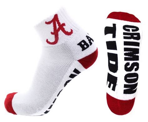 Alabama Crimson Tide White Quarter Red Heel/Toe Sock - Donegal Bay