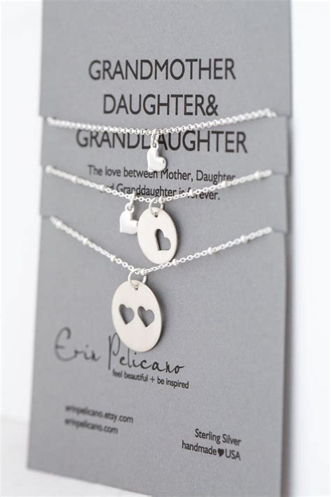 Grandma Necklace Hearts Grandmother Mother Daughter Necklace Etsy