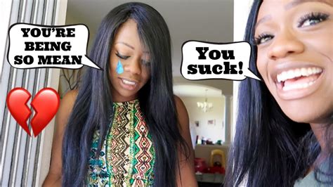being mean to my twin sister to see how she would react she cried youtube