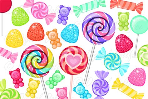 Colorful Candy Clip Art Rainbow Sweet Treats Junk Food Sugar