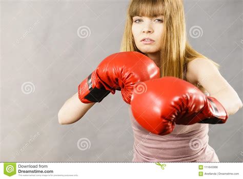 Woman Wearing Boxing Gloves Stock Photo Image Of Fighting Sporty