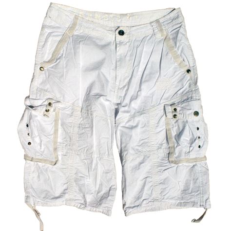 Mens Military Cargo Shorts 053 White Size 36