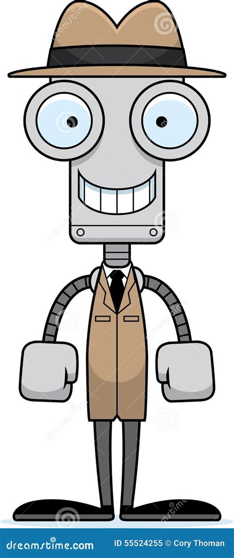 Cartoon Smiling Detective Robot Stock Vector Illustration Of Clipart