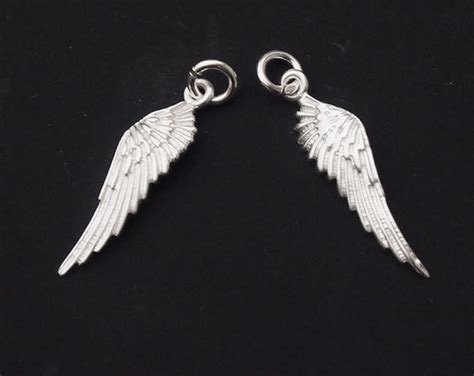 2 Of 925 Sterling Silver Angel Wing Charms 6x22mm Th1728 Etsy