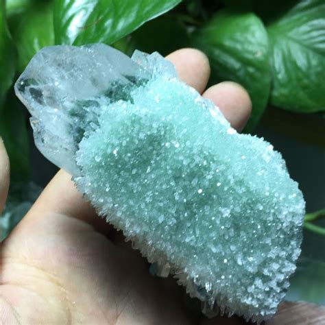 250g Brazil Beautiful Green Ghost Crystal Quartz Crystal Cluster Vug