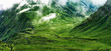 Panoramic View Of Green Valley And Mountains Stock Image Image Of