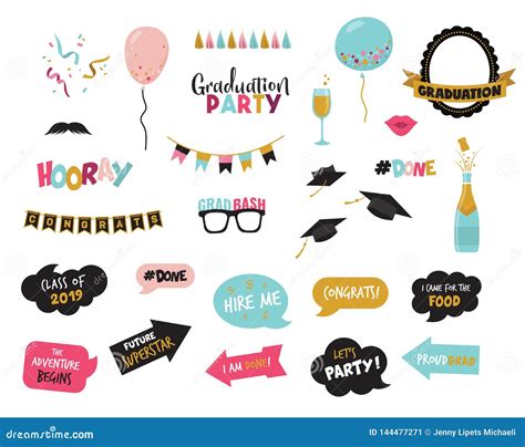 Graduation Photo Booth Elemnts And Party Props Vector Cartoondealer