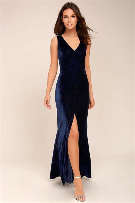 Crushin It Navy Blue Velvet Maxi Dress Velvet Dress Long Blue Velvet Maxi Dress Night Dress