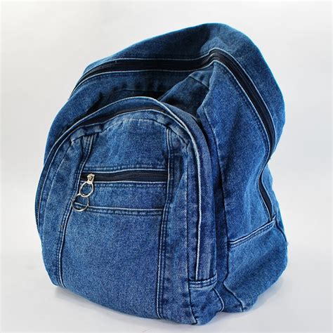Blue Jean Backpack Vintage Denim Stone Washed By Reanimatedrags
