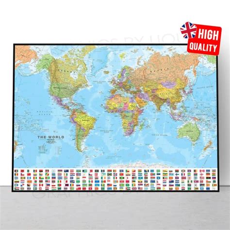Weltkarte Geografie Atlas Karte Mit Flaggen A3 Laminiert Lehrreiches