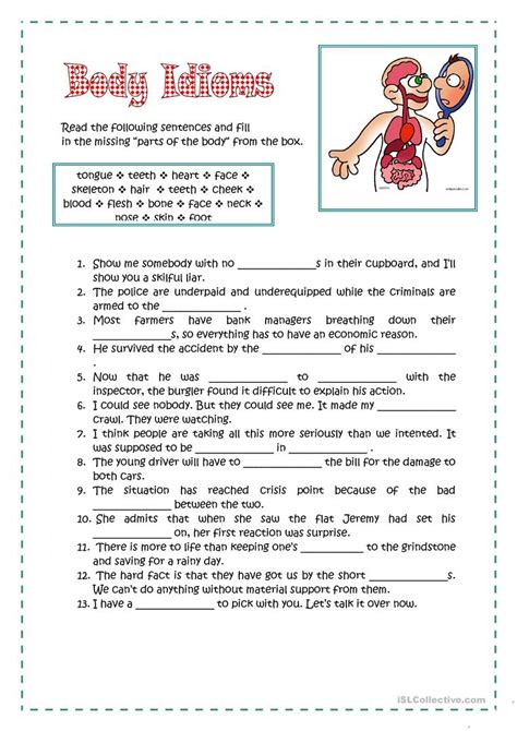Body Idioms Worksheet Free ESL Printable Worksheets Made By Teachers