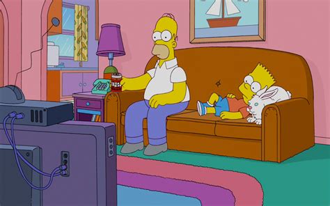 Image Homer Bart And Rabbit Watching Tvpng Simpsons Wiki Fandom