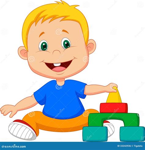 Cartoon Baby Is Playing With Educational Toys Royalty Free Stock Image