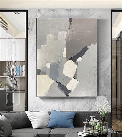 Large Canvas Wall Art 3d Textured Gray Painting Extra Large Etsy