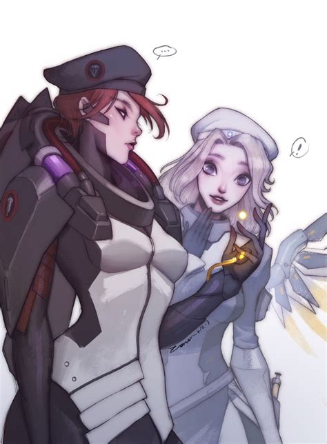 Mercy Combat Medic Ziegler Moira And Blackwatch Moira Overwatch And 1 More Drawn By Zoner
