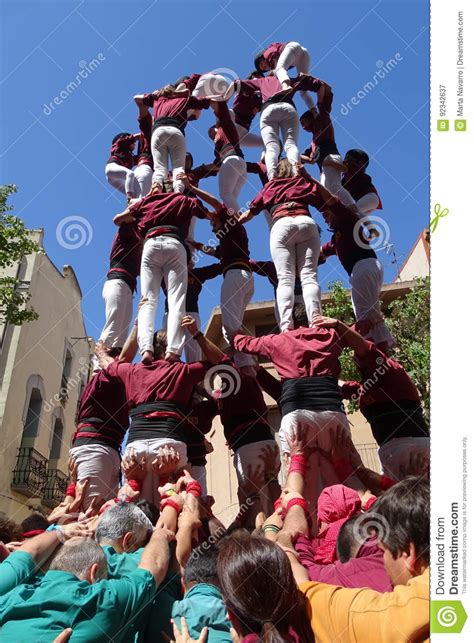 Castellers Human Tower From Catalonia Spain Editorial Photography