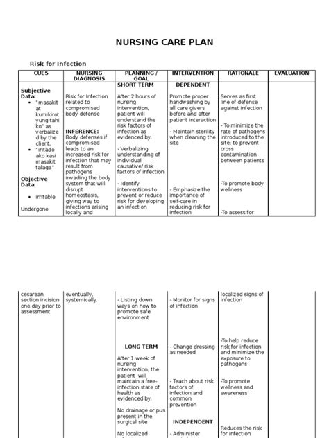 Nursing Care Plan For Infection Actual Image To U