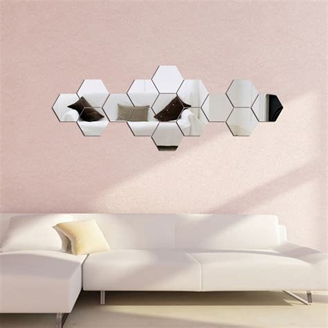2017 New Modern Hexagon 3d Acrylic Mirror Wall Sticke For Living Room