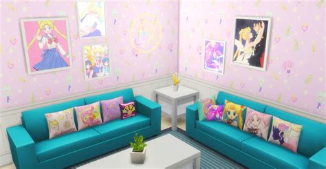 I Create Bedroom Sets For The Sims 4 — Sailor Moon Sofa Pillows For The