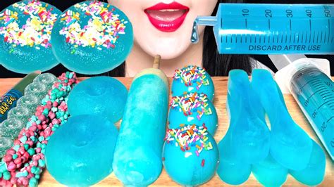 Asmr Blue Food Edible Spoon Ice Cream Planet Gummy Candy Rope Jelly