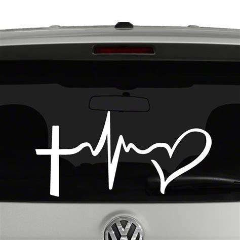 Faith Hope Love Symbols Vinyl Decal Sticker Cross Heartbeat Heart