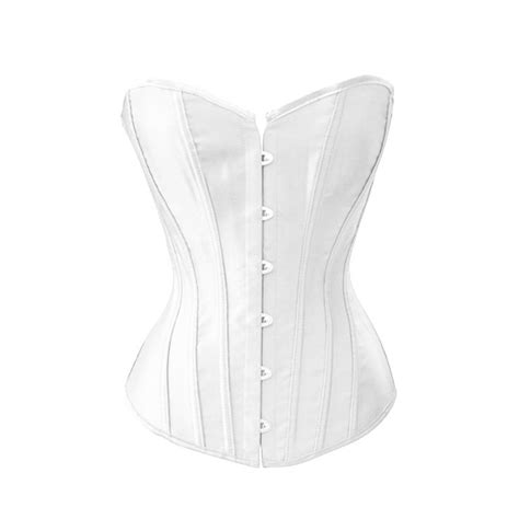 Chicastic Sexy White Satin Corset Lace Up Bustier With Strong Boning Medium