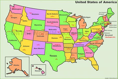50 States Map Printable Map