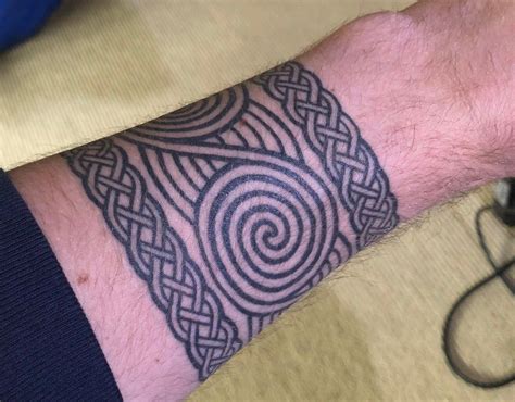 My Very First Tattoo Traditional Celtic Knot Work With Swirls Inside