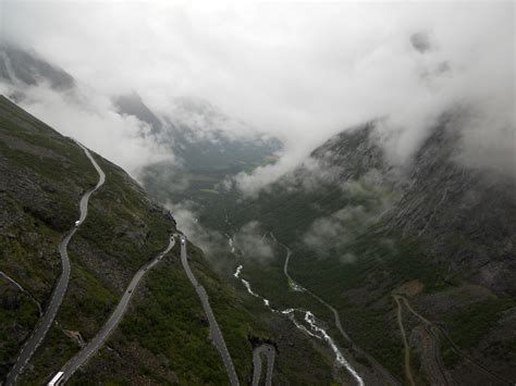 Foggy Mountain Roads In Norway Image Free Stock Photo Public Domain