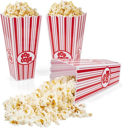 Tebery 21 Pack Plastic Open Top Popcorn Boxes Reusable Popcorn