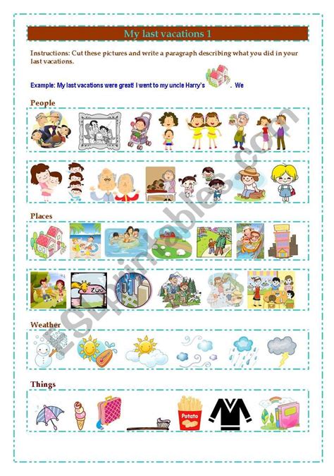 My Vacations 1 Esl Worksheet By Gisel