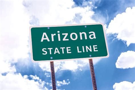 Arizona State Line Road Sign Stock Photo Download Image Now Arid