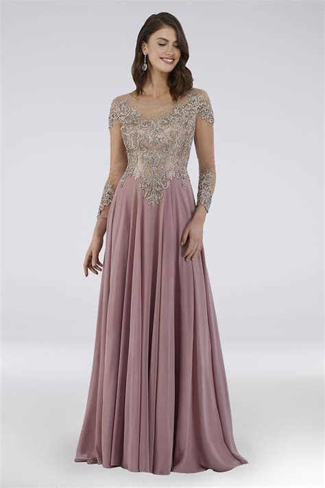 Lara Beaded A Line Gown With Long Illusion Sleeves Lara 29749 29749 49800